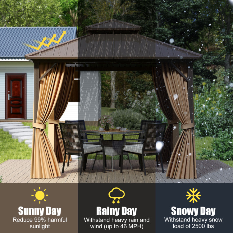 10 X 10 Feet Hardtop Gazebo with Netting and Curtain for Patio Backyard - Image 8
