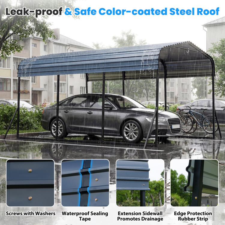 10 x 14.5 FT Heavy-Duty Carport Outdoor Galvanized Steel Garage Car Shelter with Leak-proof Roof - Image 7