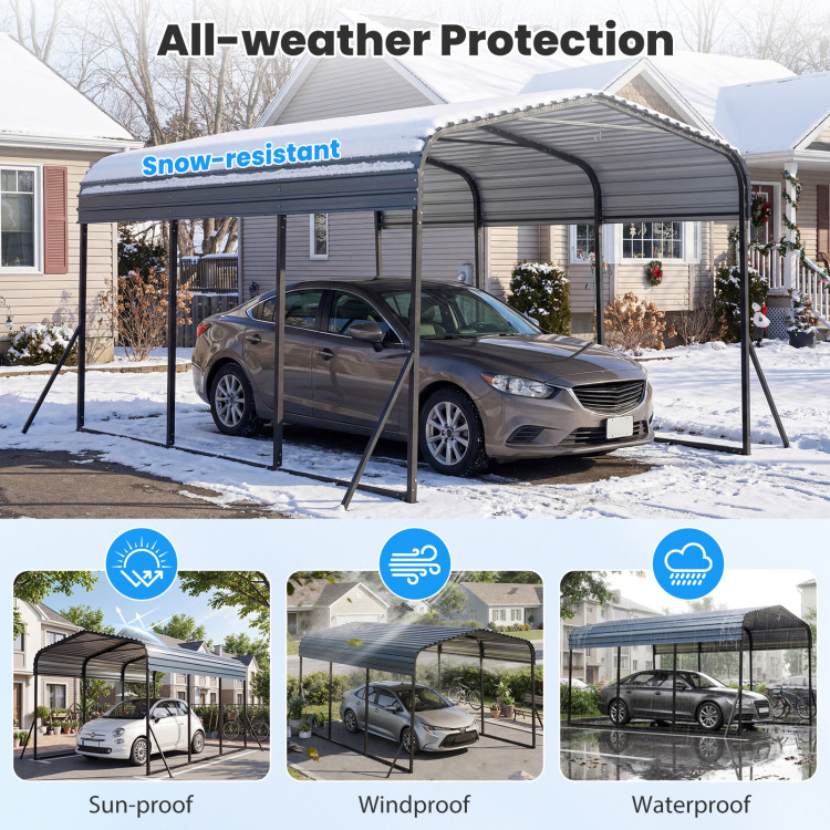 10 x 14.5 FT Heavy-Duty Carport Outdoor Galvanized Steel Garage Car Shelter with Leak-proof Roof - Image 9