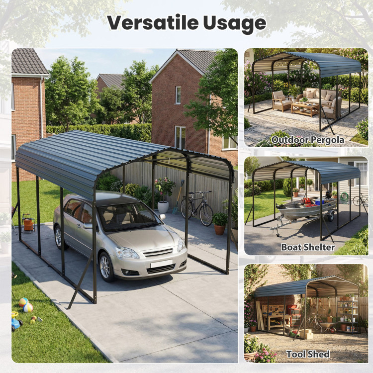 10 x 14.5 FT Heavy-Duty Carport Outdoor Galvanized Steel Garage Car Shelter with Leak-proof Roof - Image 10