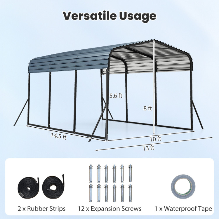 10 x 14.5 FT Heavy-Duty Carport Outdoor Galvanized Steel Garage Car Shelter with Leak-proof Roof - Image 5