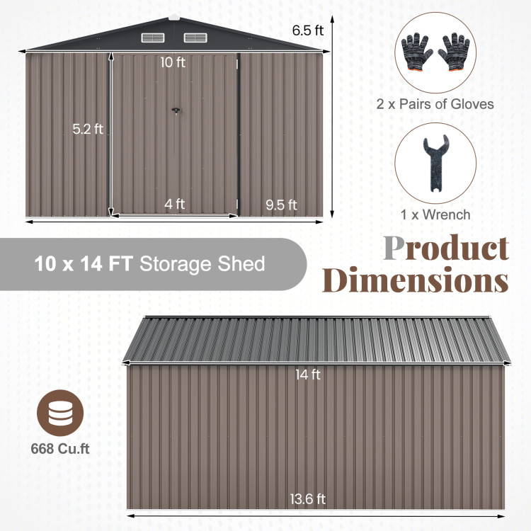10 x 14 FT Outdoor Storage Shed with Improved Windproof Metal Structure - Image 5