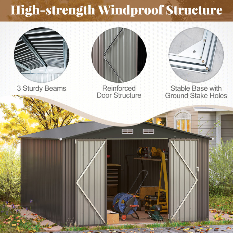 10 x 14 FT Outdoor Storage Shed with Improved Windproof Metal Structure - Image 8