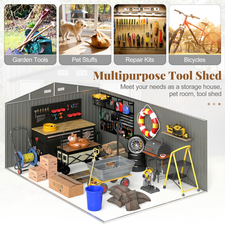 10 x 14 FT Outdoor Storage Shed with Improved Windproof Metal Structure - Image 9