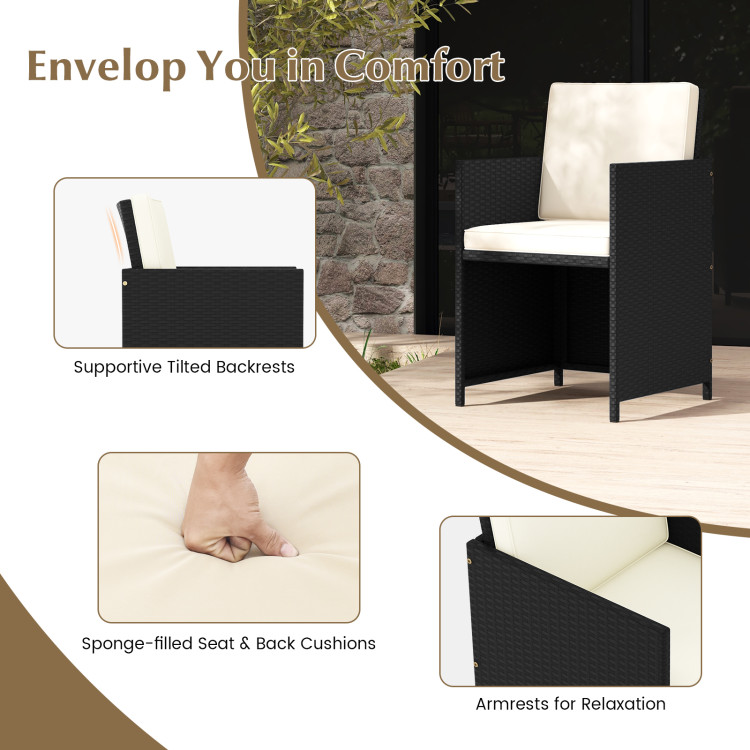11 Piece Patio Dining Set Wicker Chairs and Tempered Glass Table with Waterproof Cushions - Image 9