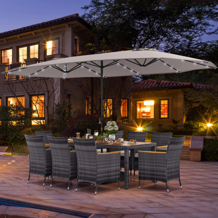 11 Pieces Patio Dining Set with 15 Feet Double-Sided Patio Umbrella Base Included - Image 6