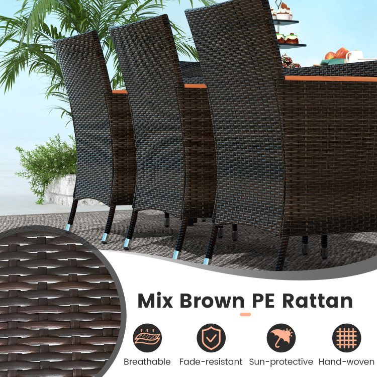 11 Pieces Patio Dining Set with 15 Feet Double-Sided Patio Umbrella and Base - Image 8
