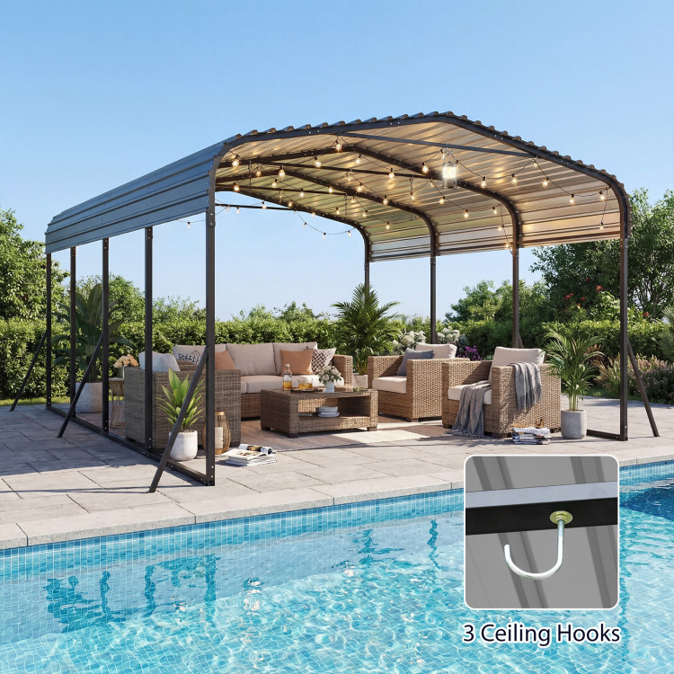 12 x 20 Feet Heavy-Duty Carport Outdoor Galvanized Steel Garage Car Shelter - Image 3