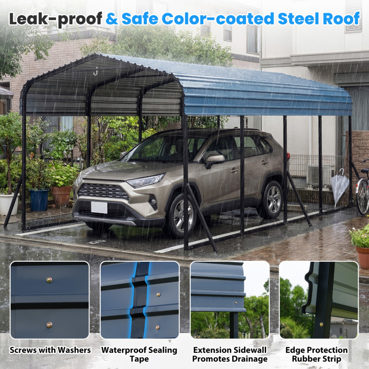 12 x 20 Feet Heavy-Duty Carport Outdoor Galvanized Steel Garage Car Shelter - Image 7