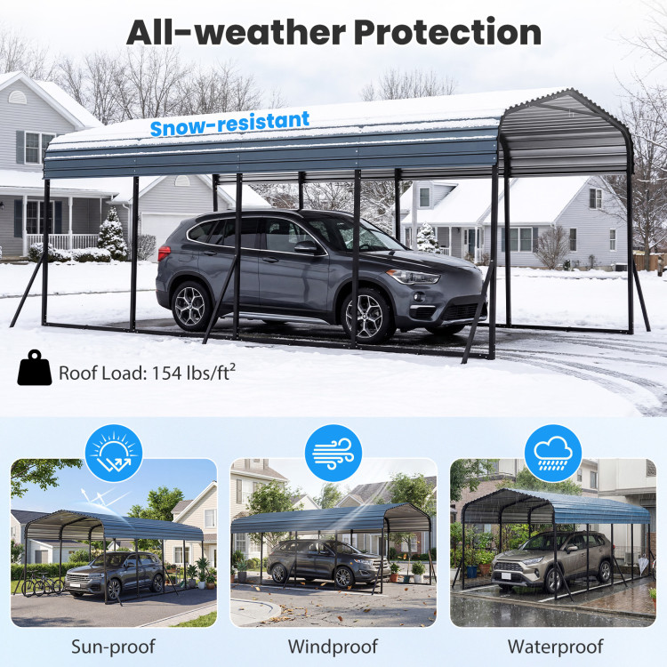 12 x 20 Feet Heavy-Duty Carport Outdoor Galvanized Steel Garage Car Shelter - Image 9