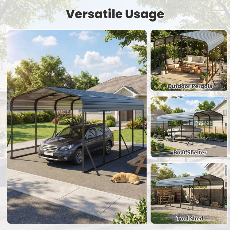 12 x 20 Feet Heavy-Duty Carport Outdoor Galvanized Steel Garage Car Shelter - Image 10