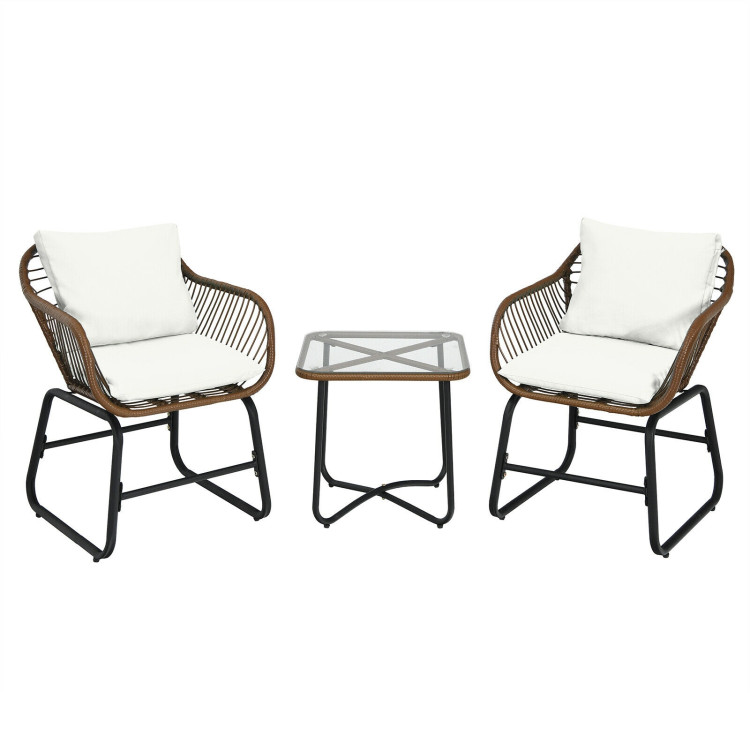 Patio Furniture Set: Patio Dining Set+Teak Wood Side Table+3 Pieces Patio Rattan Bistro Set - Image 5