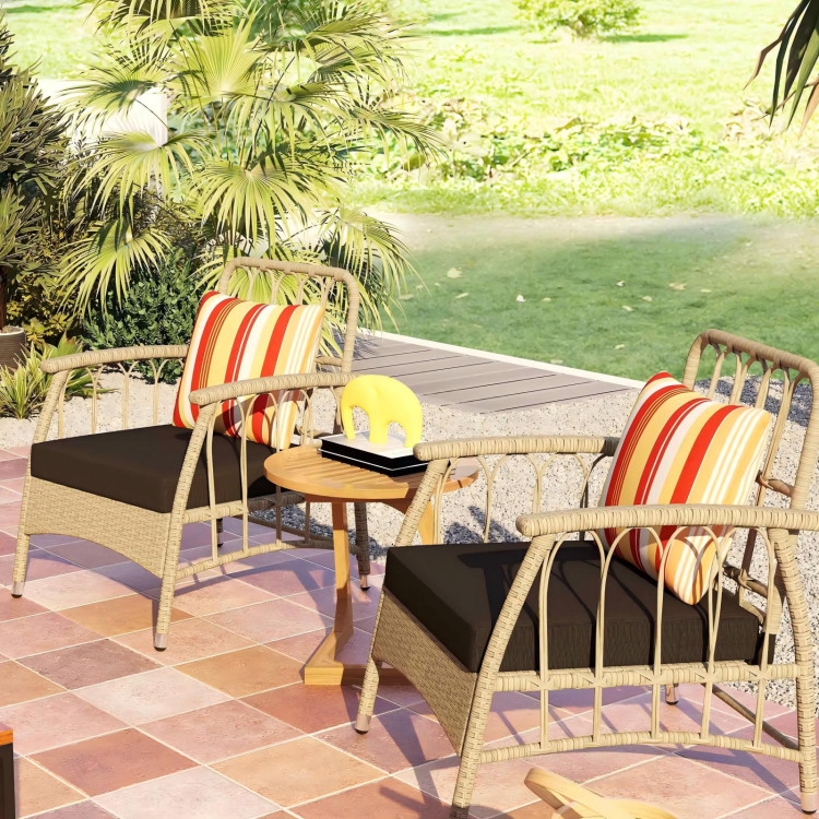 Patio Furniture Set: Patio Dining Set+Teak Wood Side Table+3 Pieces Patio Rattan Bistro Set - Image 4