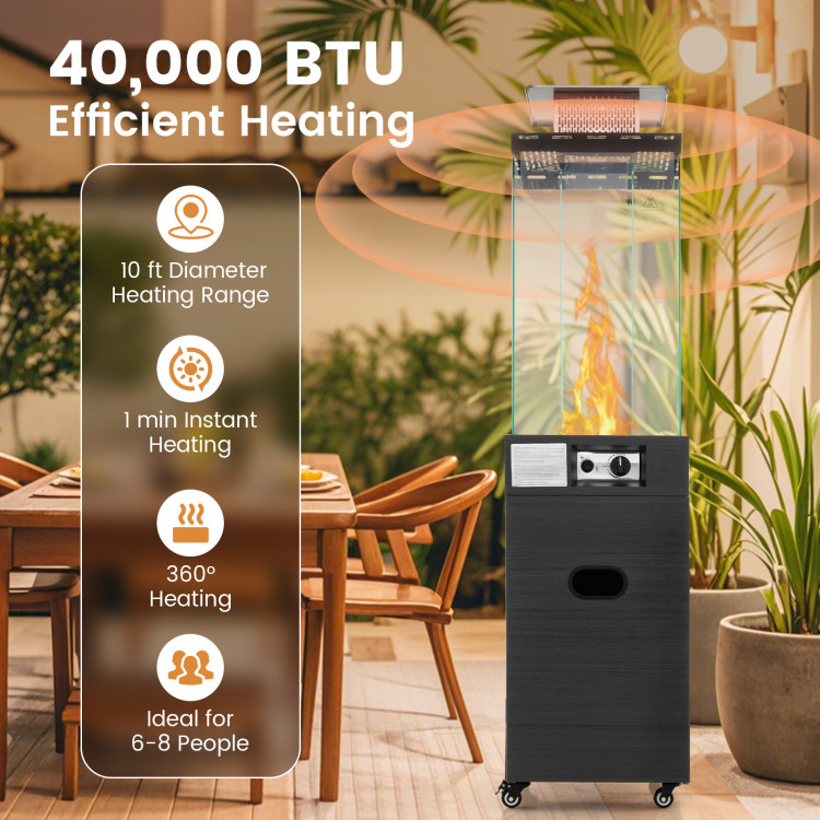 40000 BTU Patio Heater Outdoor Propane Gas Heater with Cover and Wheels - Image 4