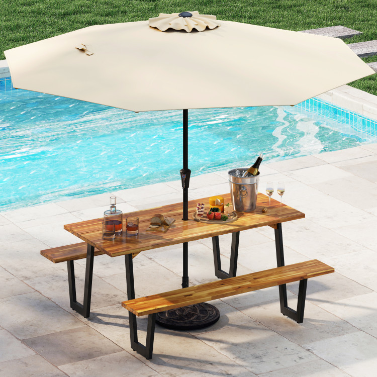Outdoor Dining Table Set for 6 with 10 Feet Umbrella and Base - Image 3