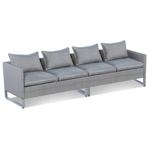 2 Pieces Patio Furniture Sofa Set with Cushions and Sofa Clips