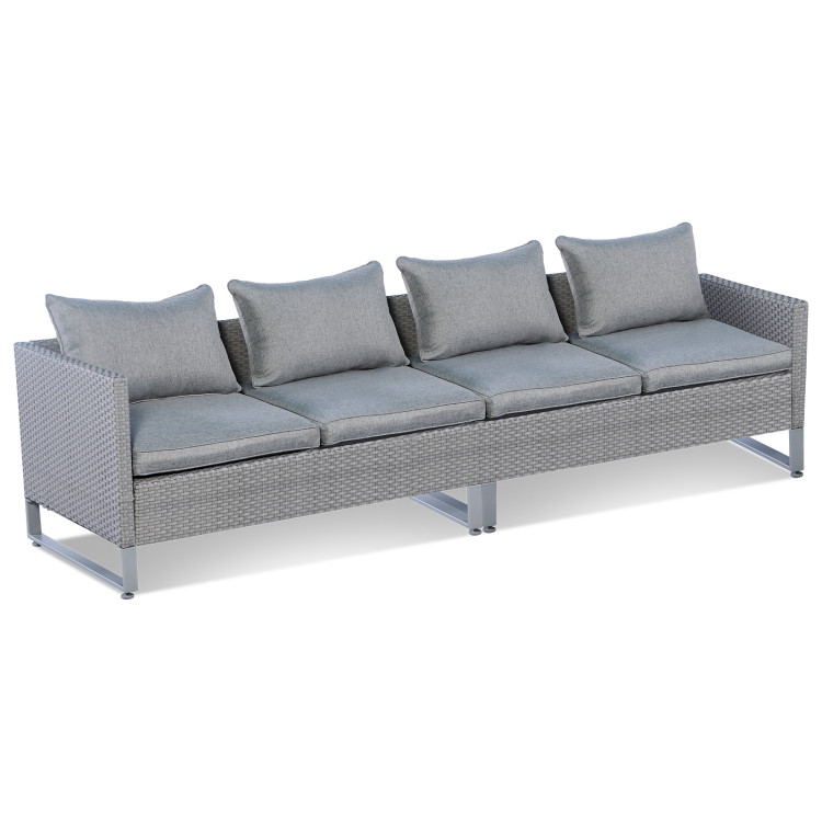 2 Pieces Patio Furniture Sofa Set with Cushions and Sofa Clips