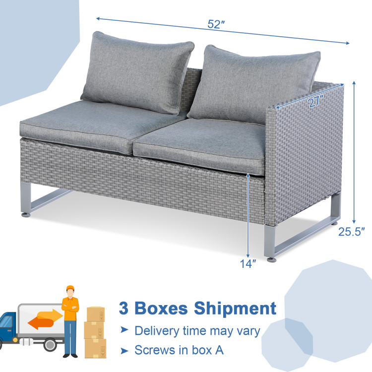 2 Pieces Patio Furniture Sofa Set with Cushions and Sofa Clips - Image 5