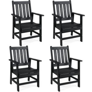 Set of 4 Patio Dining Chairs with Wide Armrests