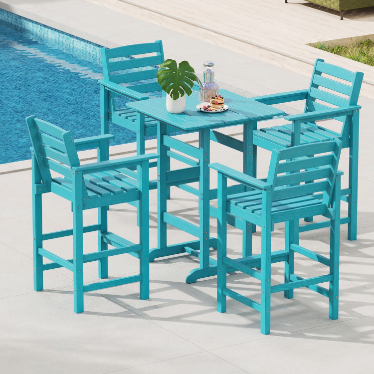 3-Piece Patio HDPE Bar Set with Square High-Top Table for Backyard and Poolside - Image 3