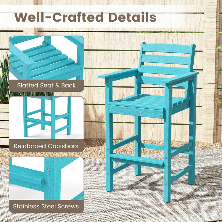 3-Piece Patio HDPE Bar Set with Square High-Top Table for Backyard and Poolside - Image 7