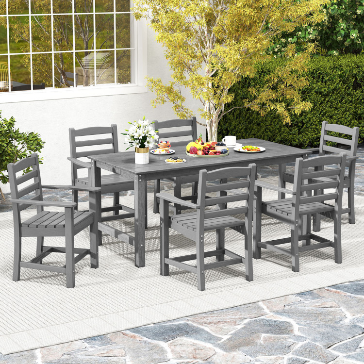 3 Pieces Outdoor Dining Table Set with 2 Benches - Image 6