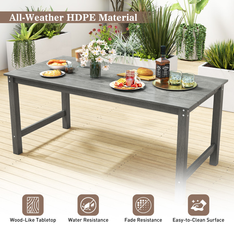 3 Pieces Outdoor Dining Table Set with 2 Benches - Image 7