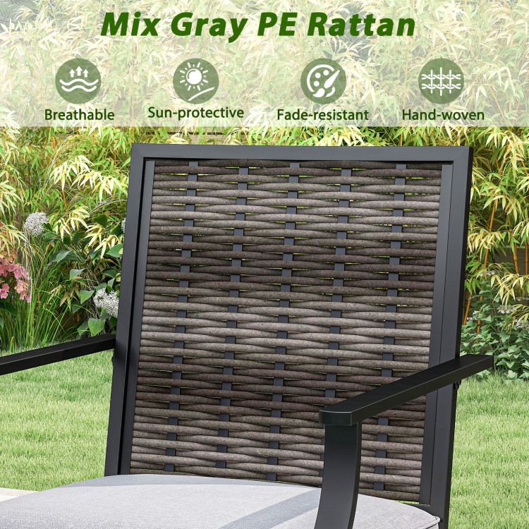 3 Pieces Outdoor Swivel Bar Set High Top Patio Bar Table and Rattan Wicker Chairs - Image 8