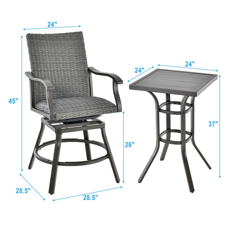 3 Pieces Swivel Bar Set with 4D Air Fiber Cushion - Image 5