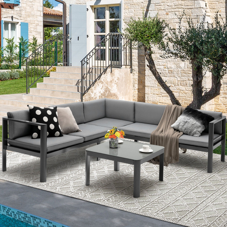 3 Pieces Aluminum Patio Furniture Set with 6-Level Adjustable Backrest - Image 3