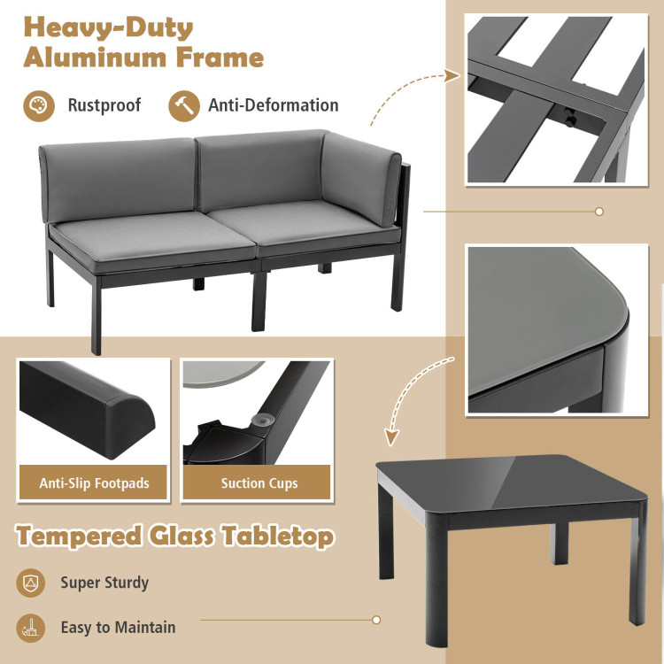 3 Pieces Aluminum Patio Furniture Set with 6-Level Adjustable Backrest - Image 8