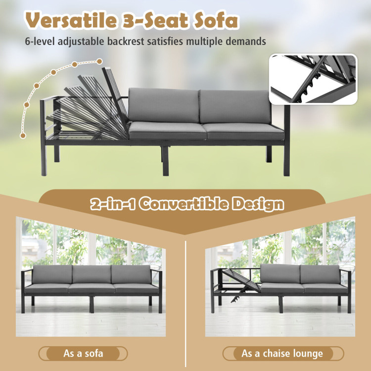 3 Pieces Aluminum Patio Furniture Set with 6-Level Adjustable Backrest - Image 7
