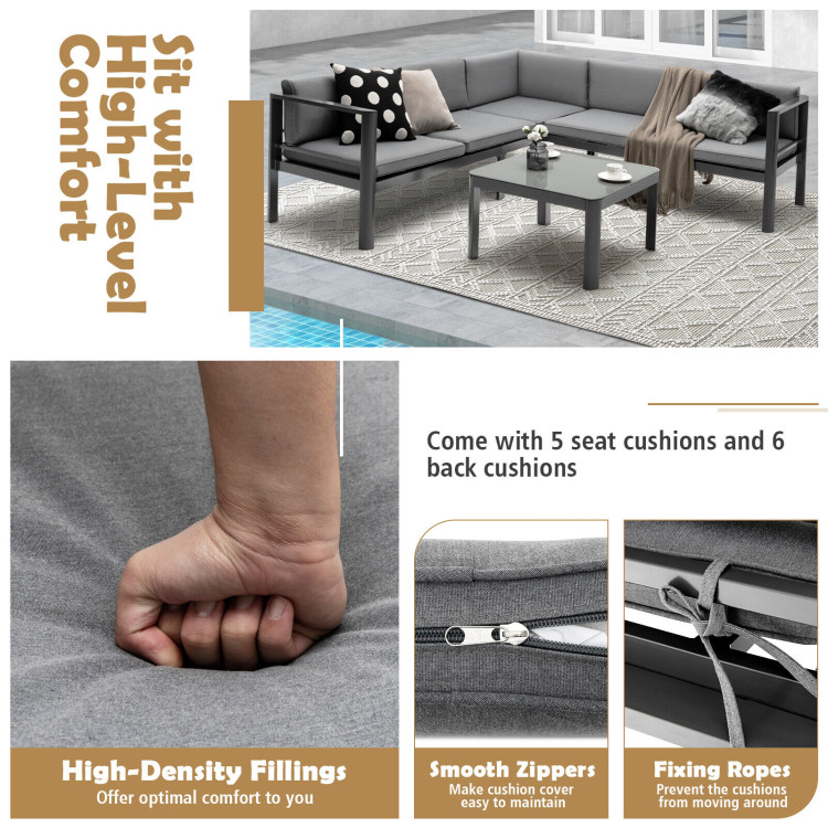 3 Pieces Aluminum Patio Furniture Set with 6-Level Adjustable Backrest - Image 9