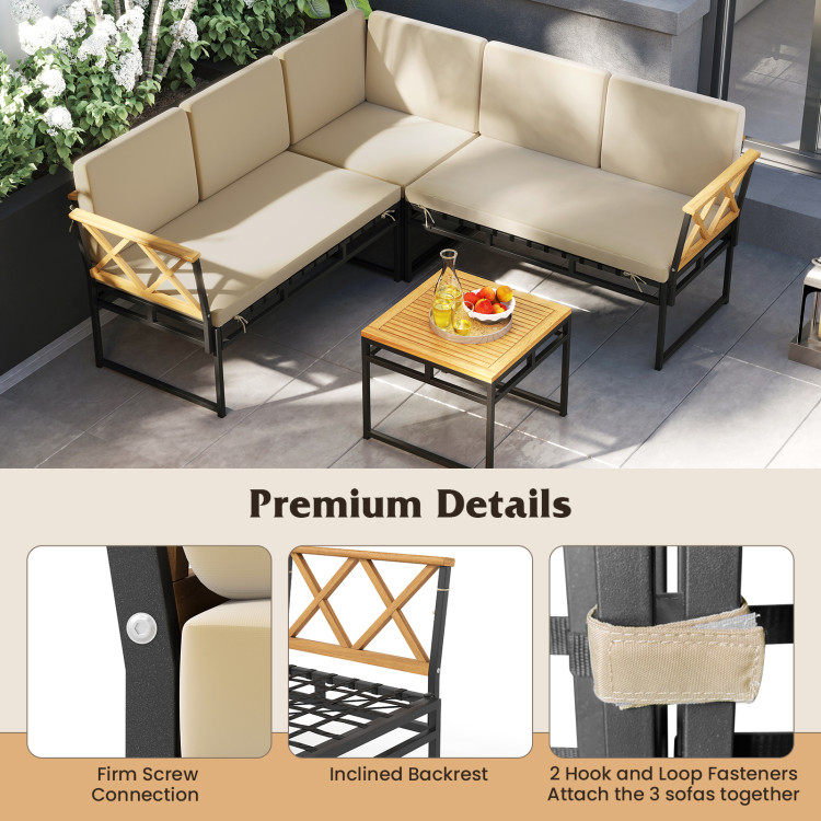 4 Pieces Patio L-Shaped Sofa Set with Cushions and Side Table - Image 10