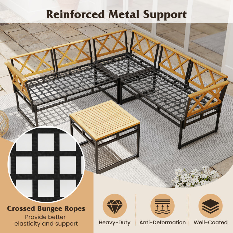 4 Pieces Patio L-Shaped Sofa Set with Cushions and Side Table - Image 8