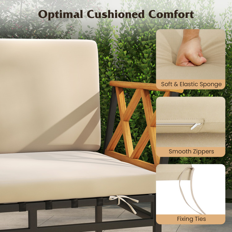 4 Pieces Patio L-Shaped Sofa Set with Cushions and Side Table - Image 9