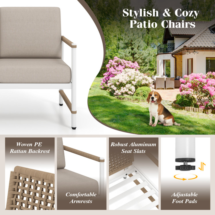 4 Pieces Patio Furniture Set with Thick Cushions and a Coffee Table - Image 8