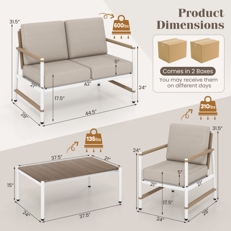 4 Pieces Patio Furniture Set with Thick Cushions and a Coffee Table - Image 5