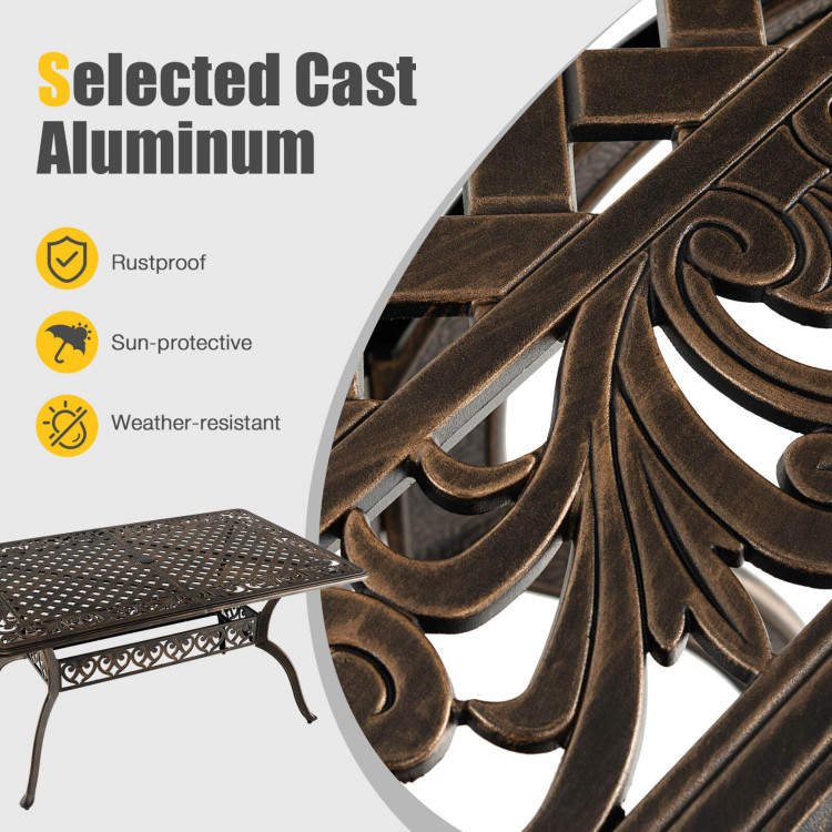 59 Inch Aluminum Patio Dining Table with Umbrella Hole fot 6 Persons - Image 10