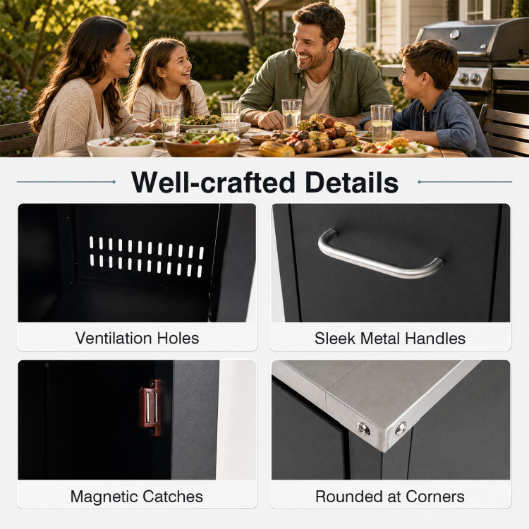 59" Outdoor Grill Table with 2 Removable Shelves and Stainless Steel Top - Image 10