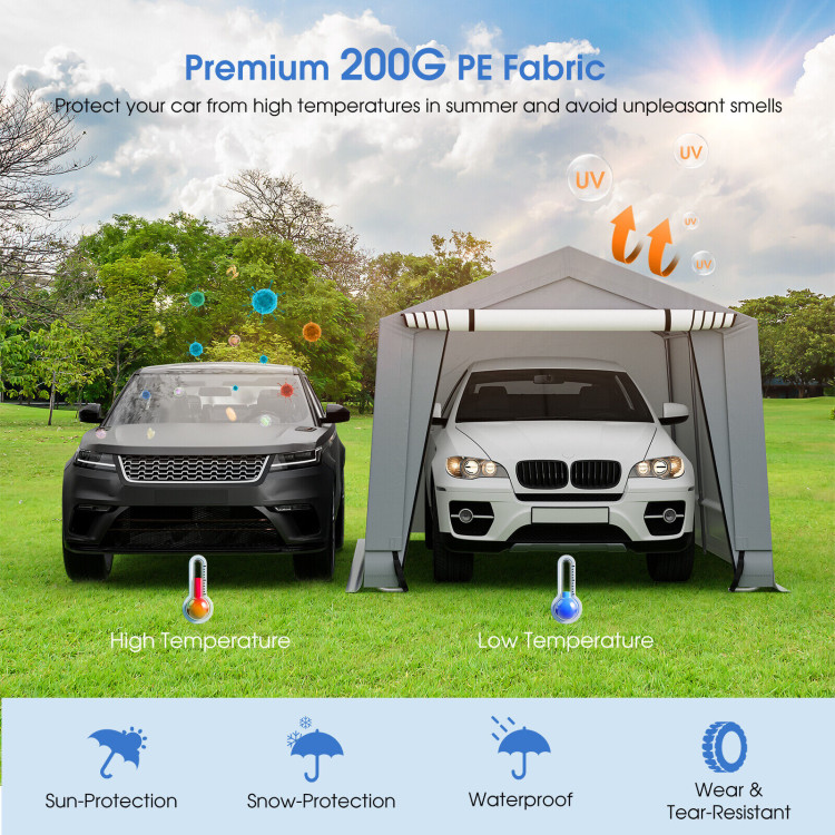 10 x 16/10 x 20 Feet Outdoor Heavy-Duty Carport with 2 Doors - Image 3