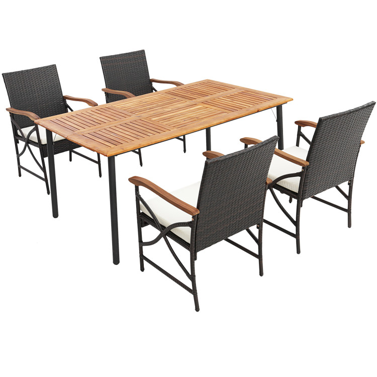 5/7-Piece Outdoor Dining Set with Acacia Wood Table