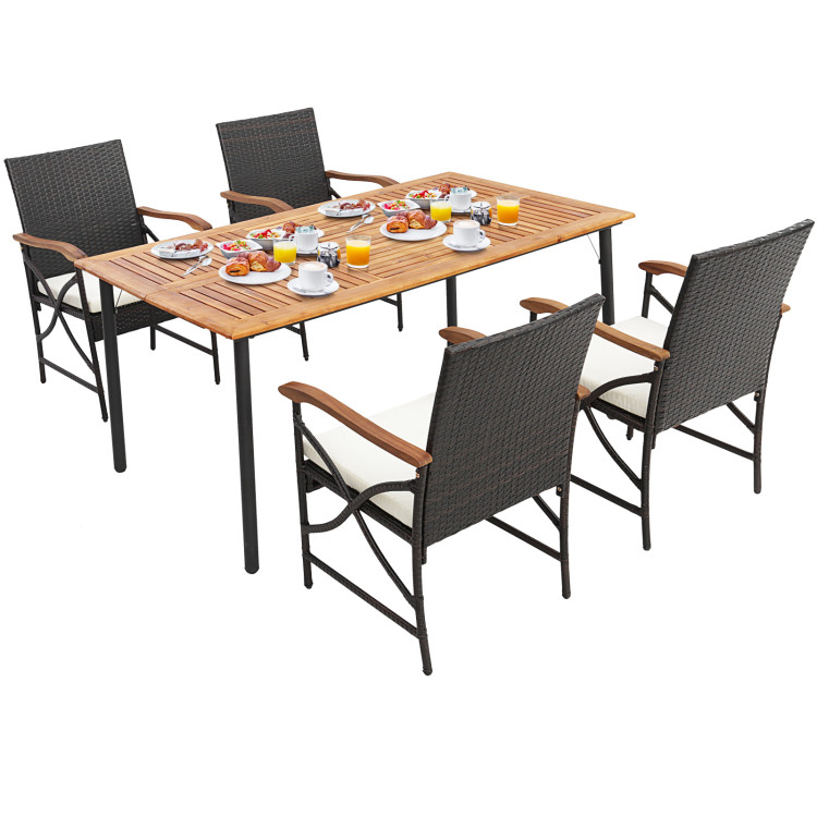 5/7-Piece Outdoor Dining Set with Acacia Wood Table - Image 3