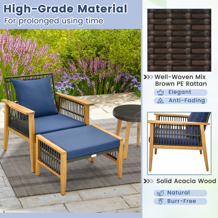 5 Piece Patio Furniture Set with Coffee Table and 2 Ottomans - Image 6