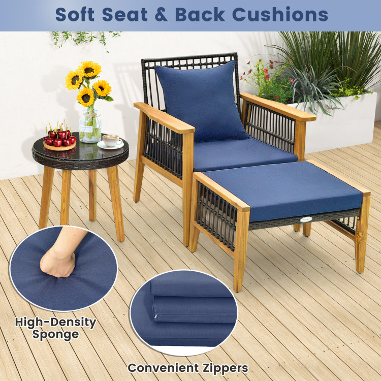 5 Piece Patio Furniture Set with Coffee Table and 2 Ottomans - Image 8