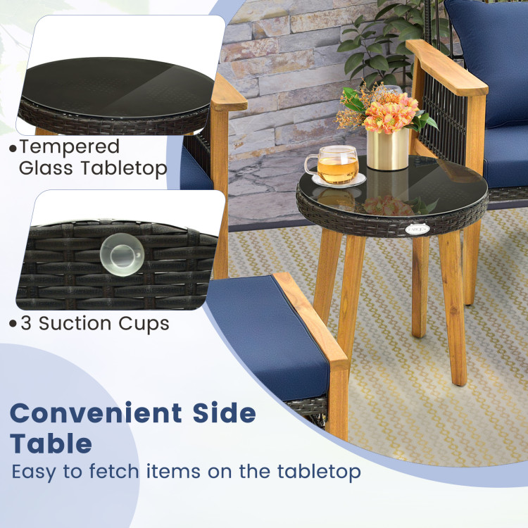 5 Piece Patio Furniture Set with Coffee Table and 2 Ottomans - Image 9
