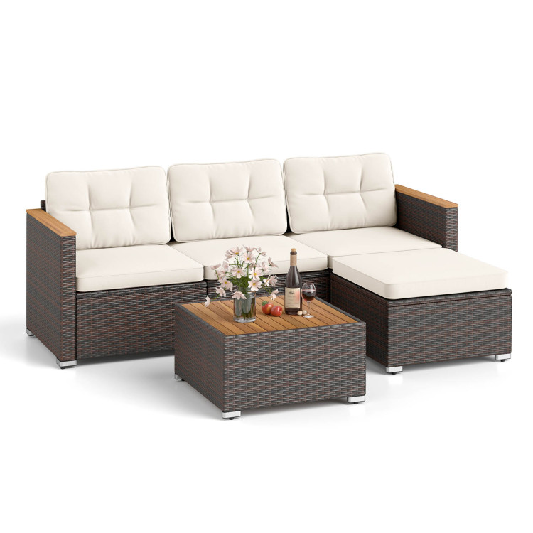 5-Piece Wicker Conversation Set Rattan Set with Cushions and Coffee Table - Image 4