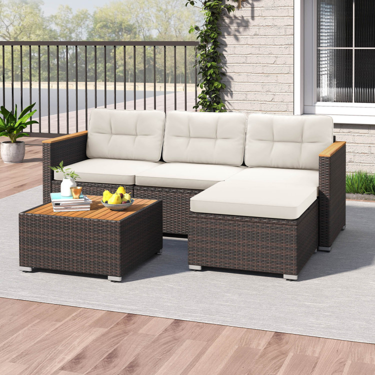 5-Piece Wicker Conversation Set Rattan Set with Cushions and Coffee Table - Image 6