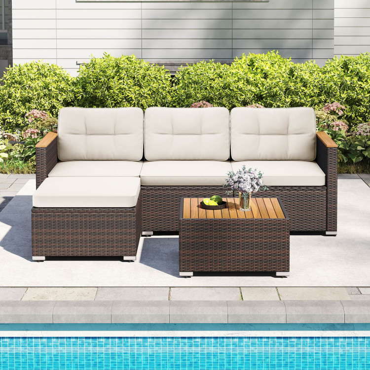 5-Piece Wicker Conversation Set Rattan Set with Cushions and Coffee Table - Image 3