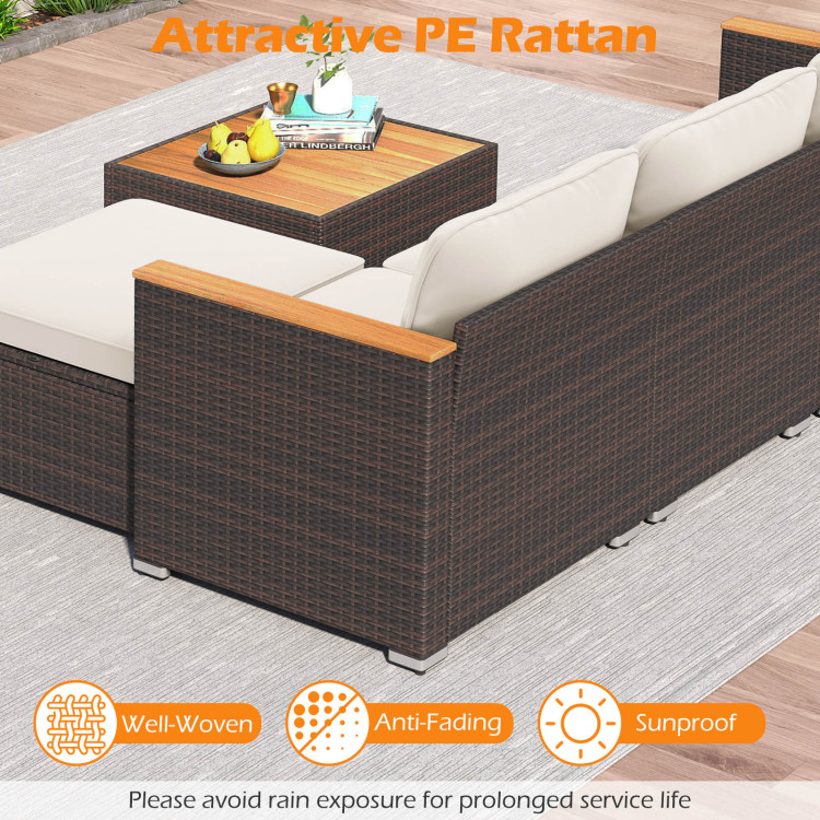 5-Piece Wicker Conversation Set Rattan Set with Cushions and Coffee Table - Image 8